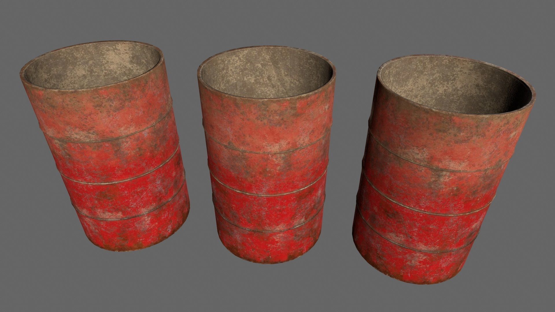 Barrel 1 group of different colored barrels Low-poly 3D model_4