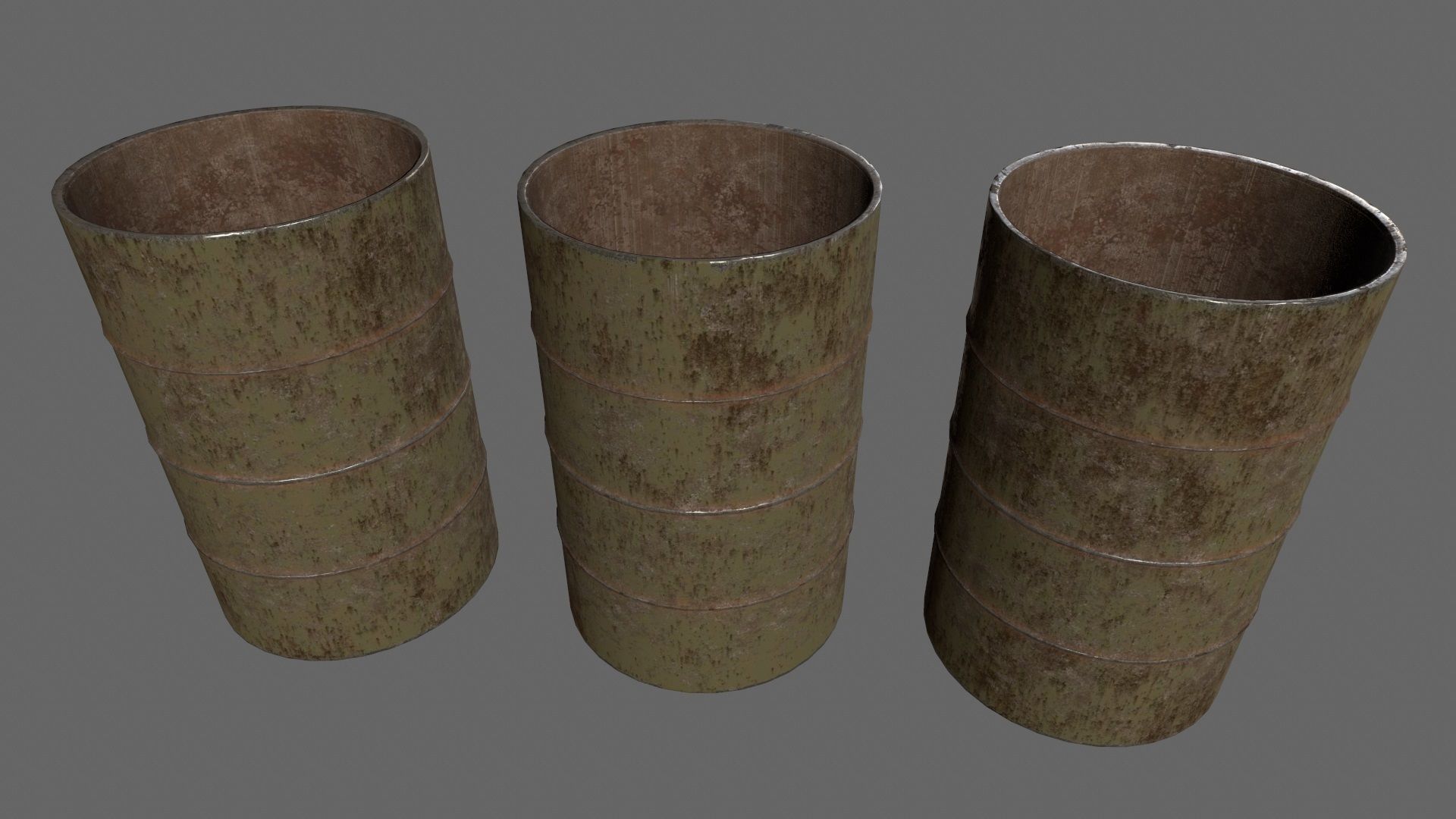 Barrel 1 group of different colored barrels Low-poly 3D model_10