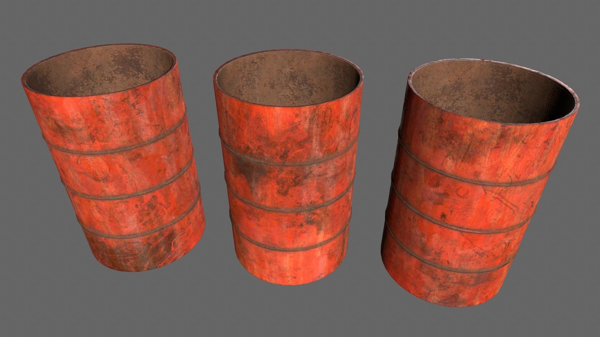 Barrel 1 group of different colored barrels Low-poly 3D model_9