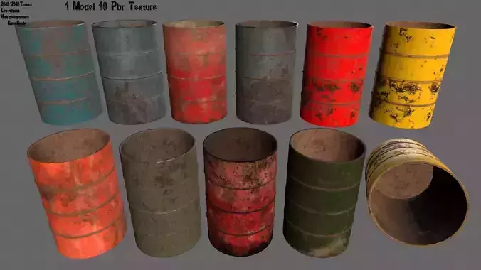 Barrel 1 group of different colored barrels