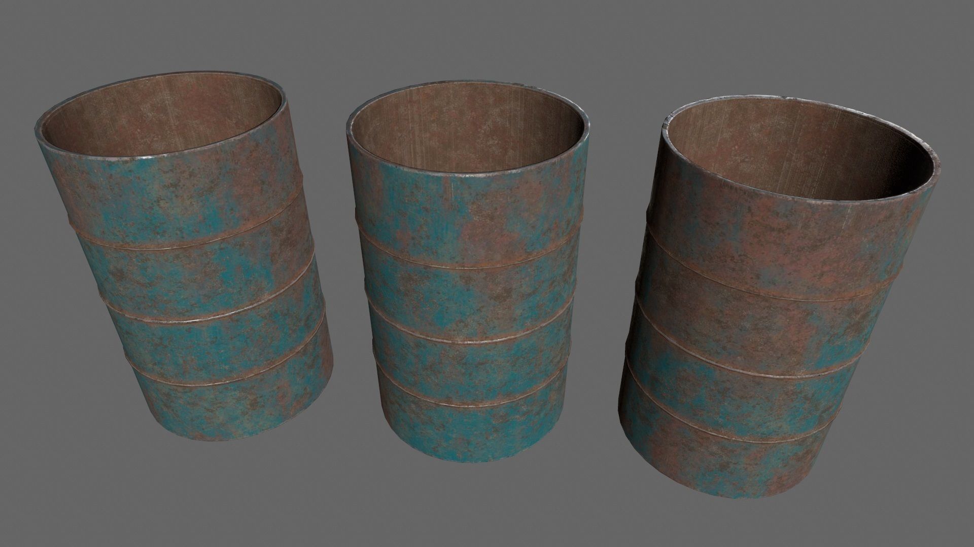 Barrel 1 group of different colored barrels Low-poly 3D model_7