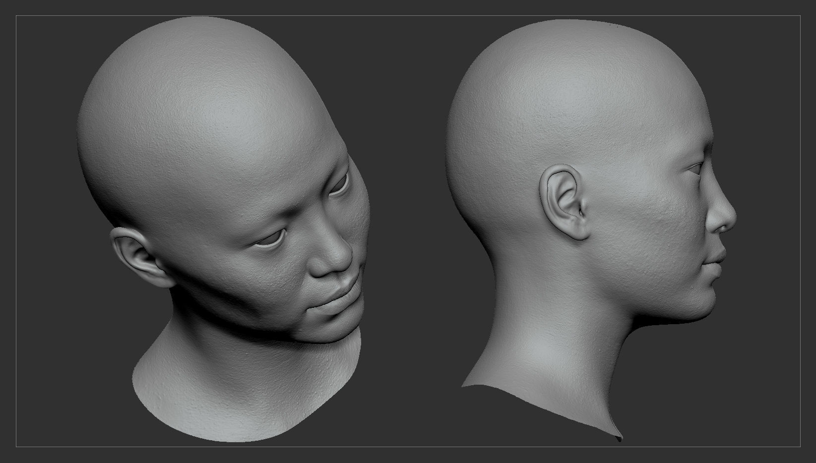 Average Asian Female Head Low-poly 3D model_38