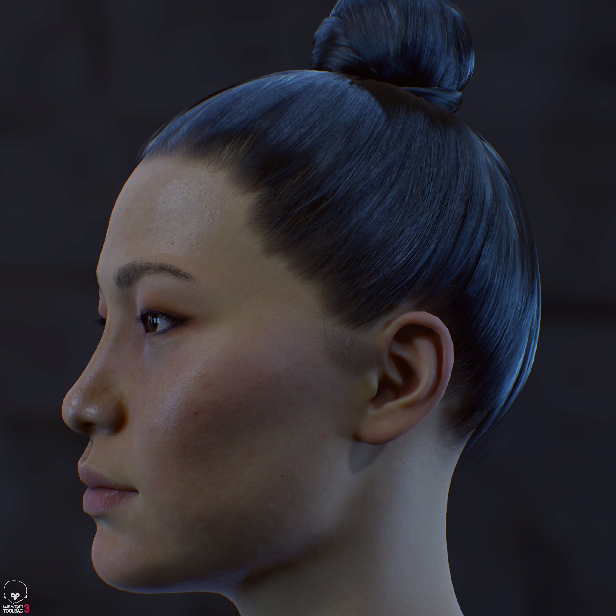 Average Asian Female Head Low-poly 3D model_18