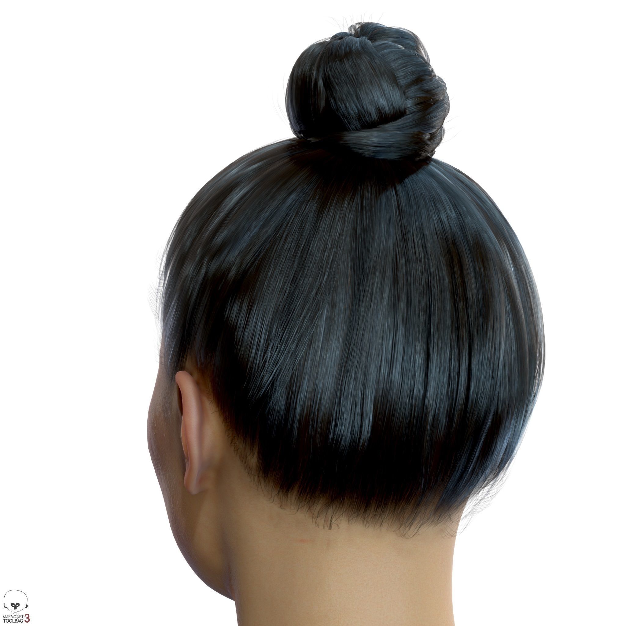 Average Asian Female Head Low-poly 3D model_8