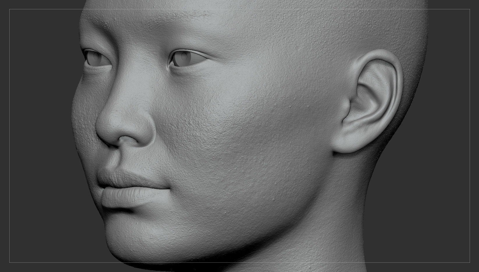 Average Asian Female Head Low-poly 3D model_41
