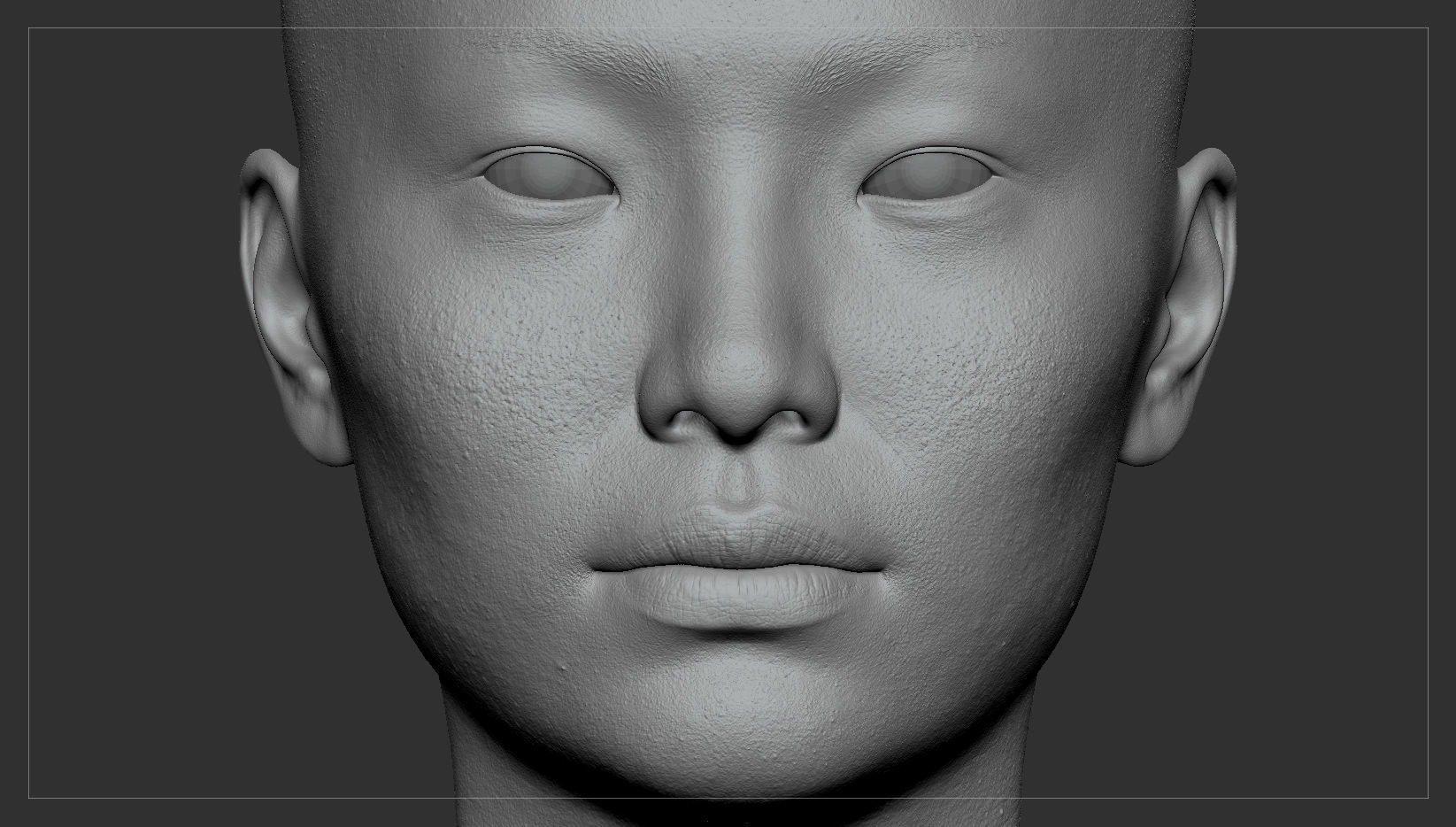 Average Asian Female Head Low-poly 3D model_39