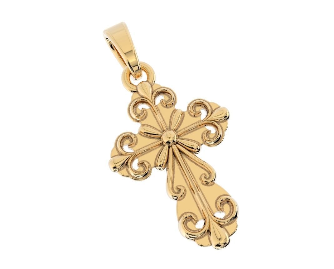 Cross with a crucifix in gold 350 3D print model_5