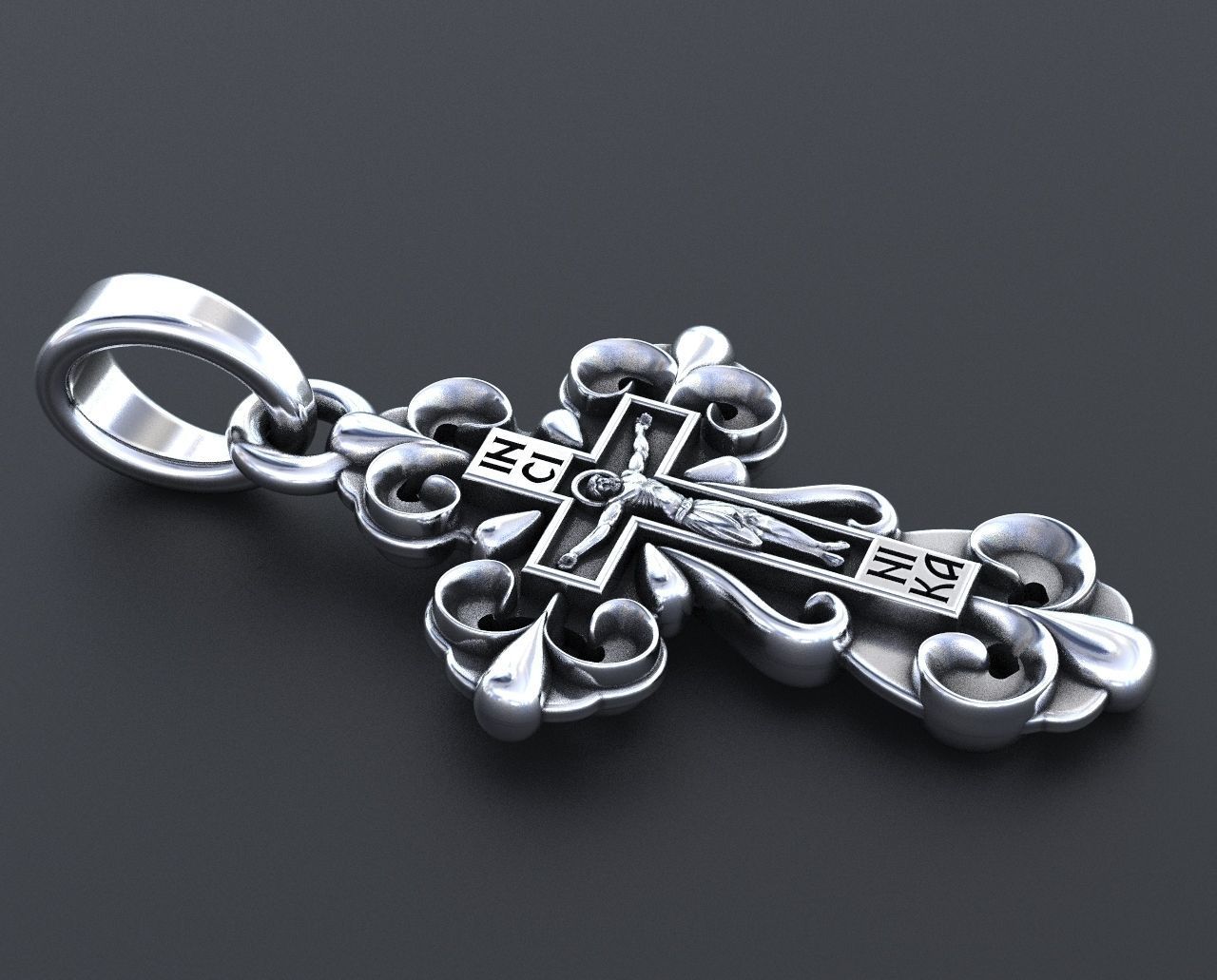 Cross with a crucifix in gold 350 3D print model_3