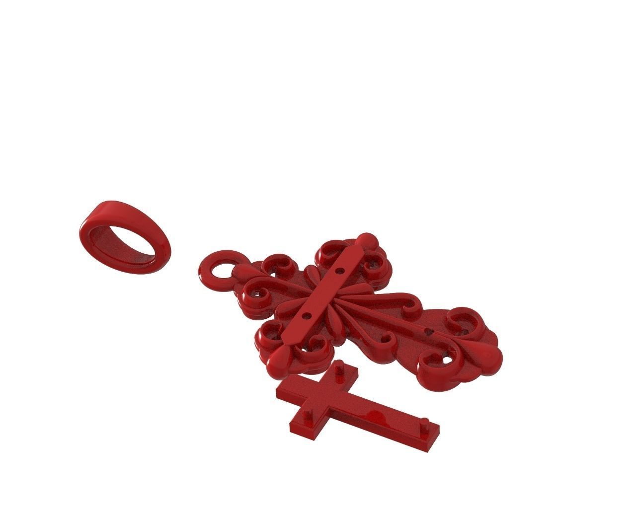 Cross with a crucifix in gold 350 3D print model_9