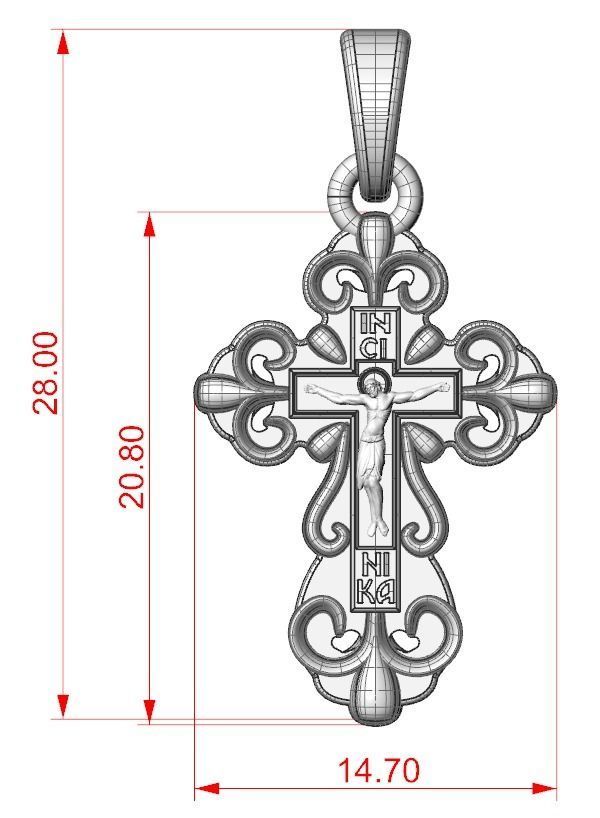 Cross with a crucifix in gold 350 3D print model_11