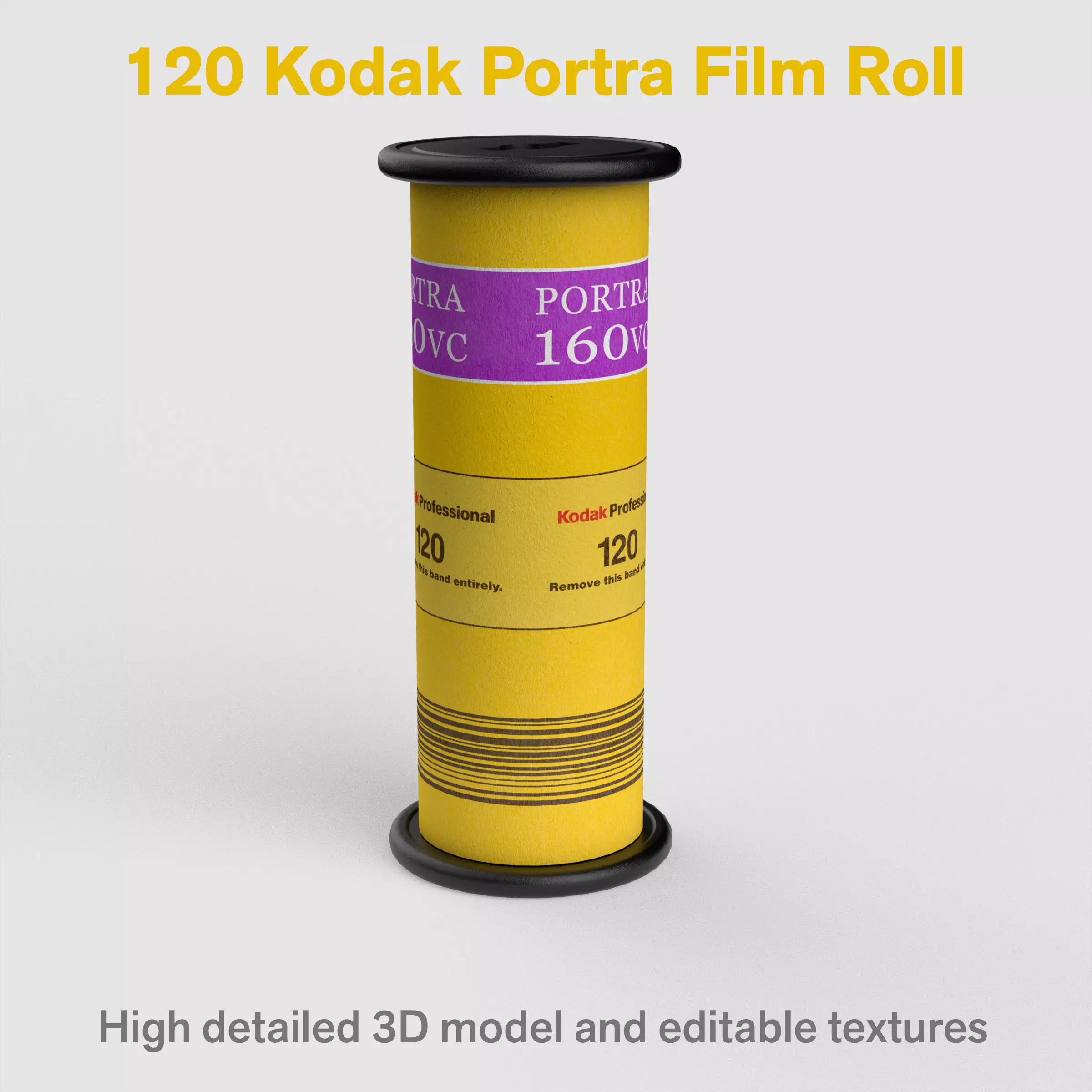120 Kodak Portra Film Roll Free 3D model