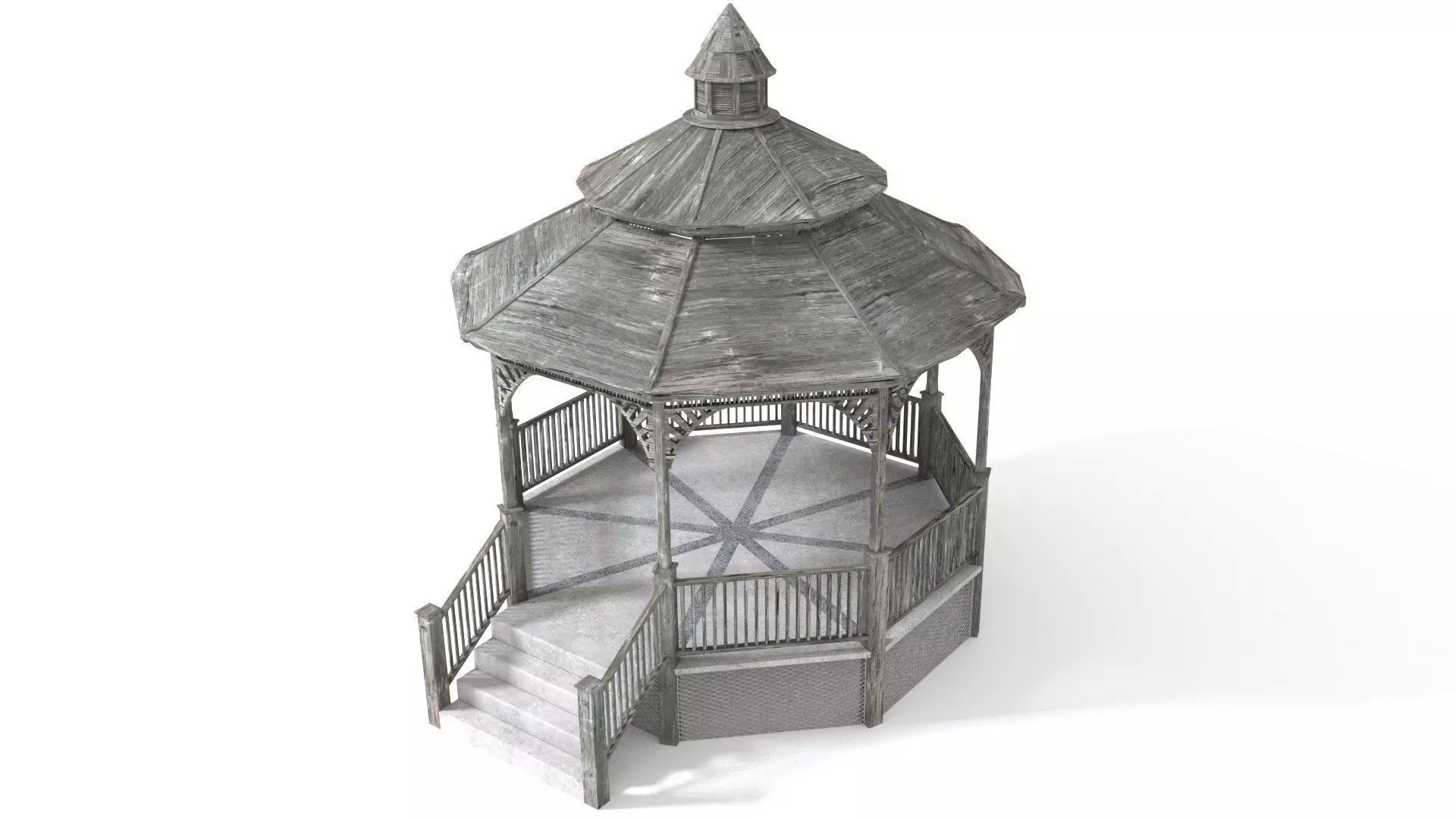 Wooden Gazebo 3D model_0