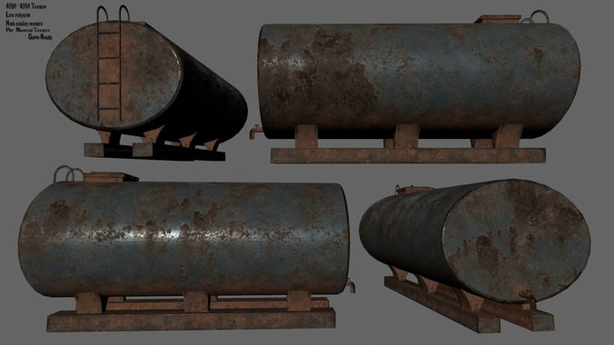 tanker 1 old rusted metal plate Low-poly 3D model