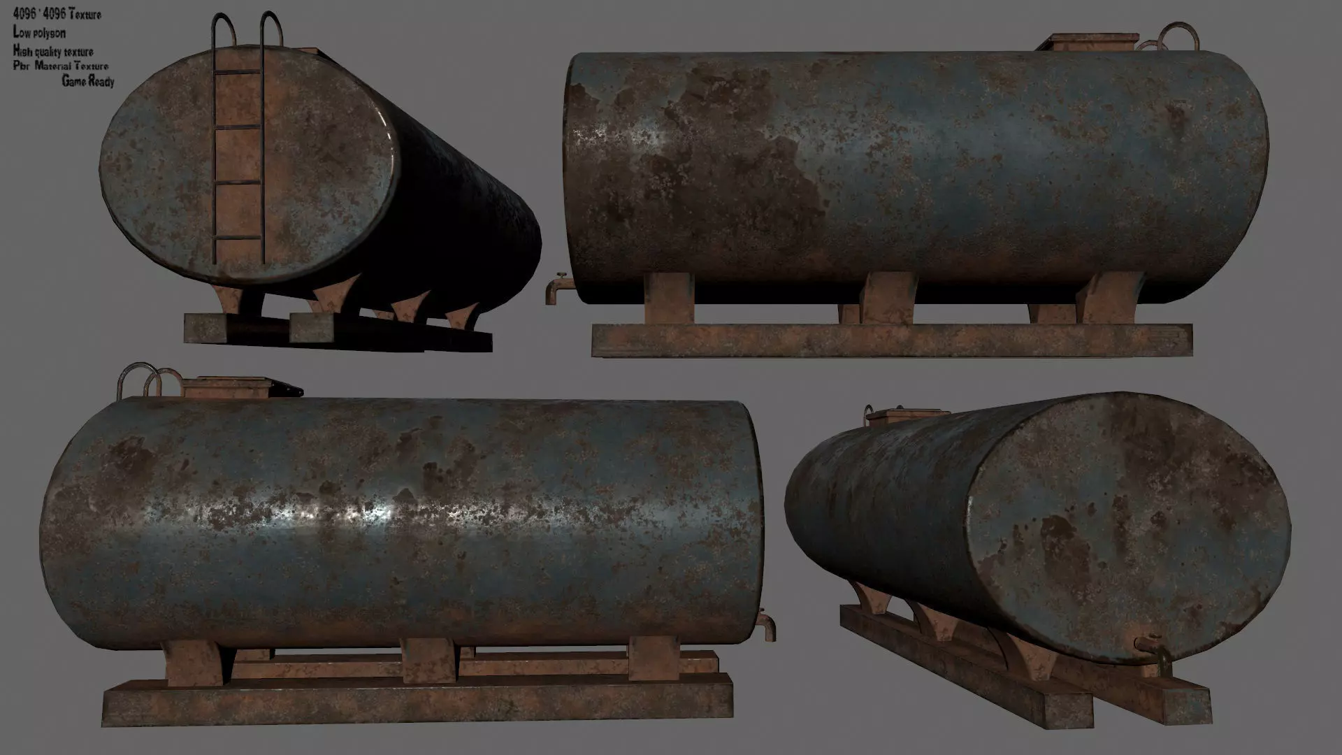 tanker 1 old rusted metal plate Low-poly 3D model_0