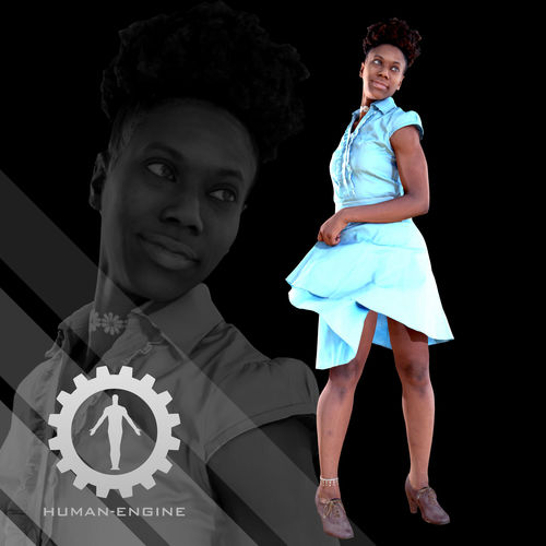 Female Scan - Tiana in Blue Dress Low-poly 3D model