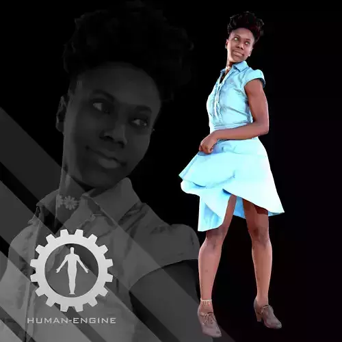 Female Scan - Tiana in Blue Dress Low-poly 3D model