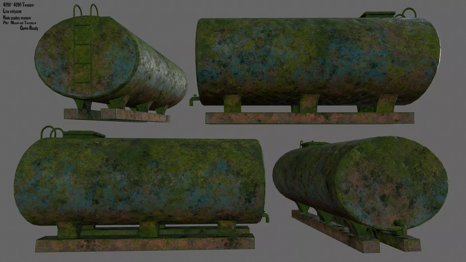 tanker 2 old tank with moss Low-poly 3D model