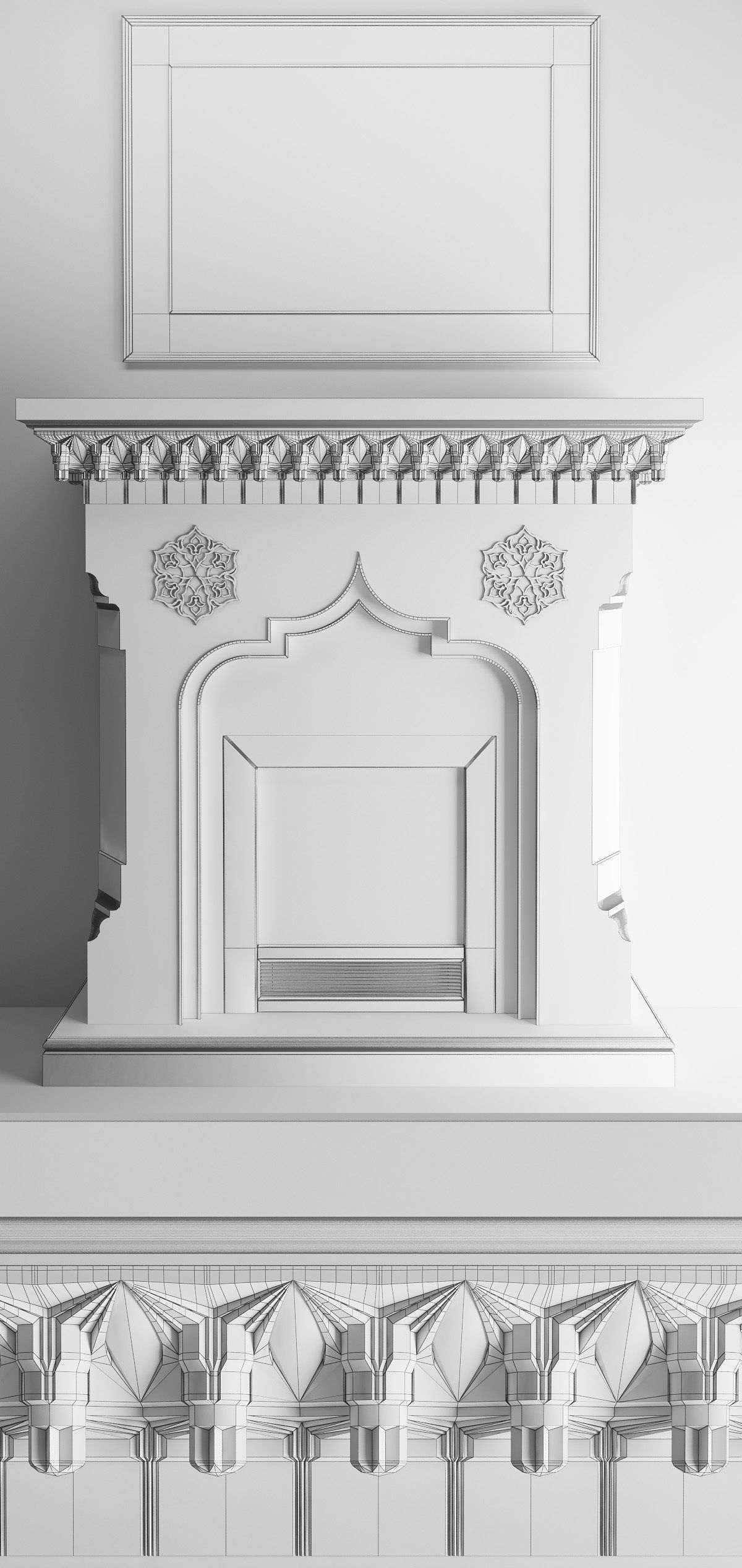 Fireplace with mirrow 3D model_1