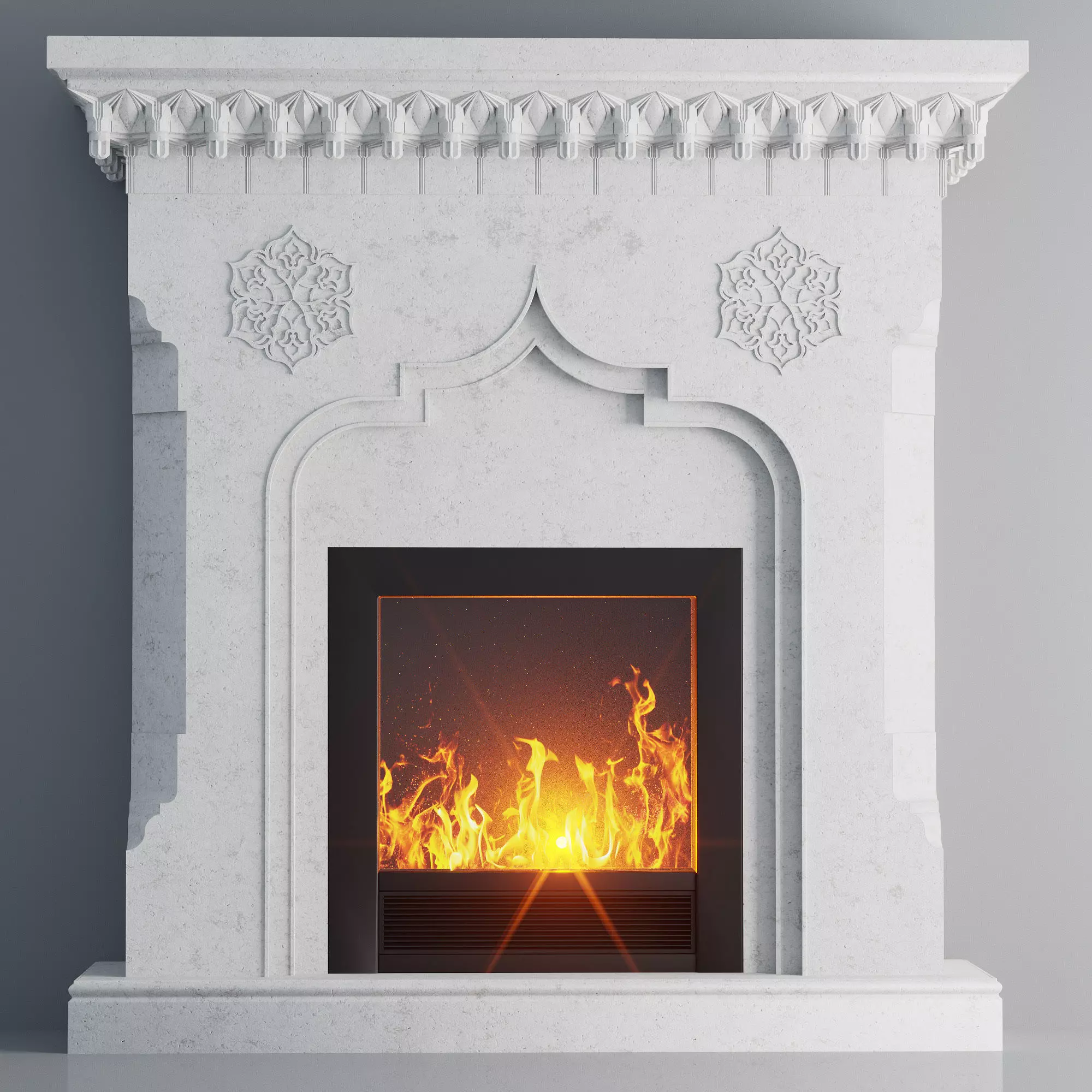 Fireplace with mirrow 3D model_0