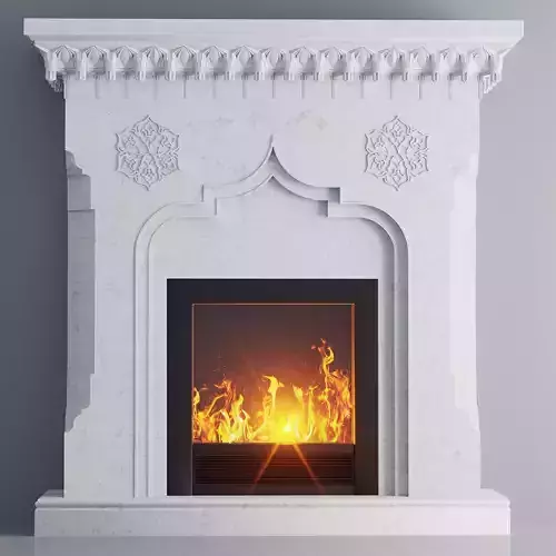 Fireplace with mirrow