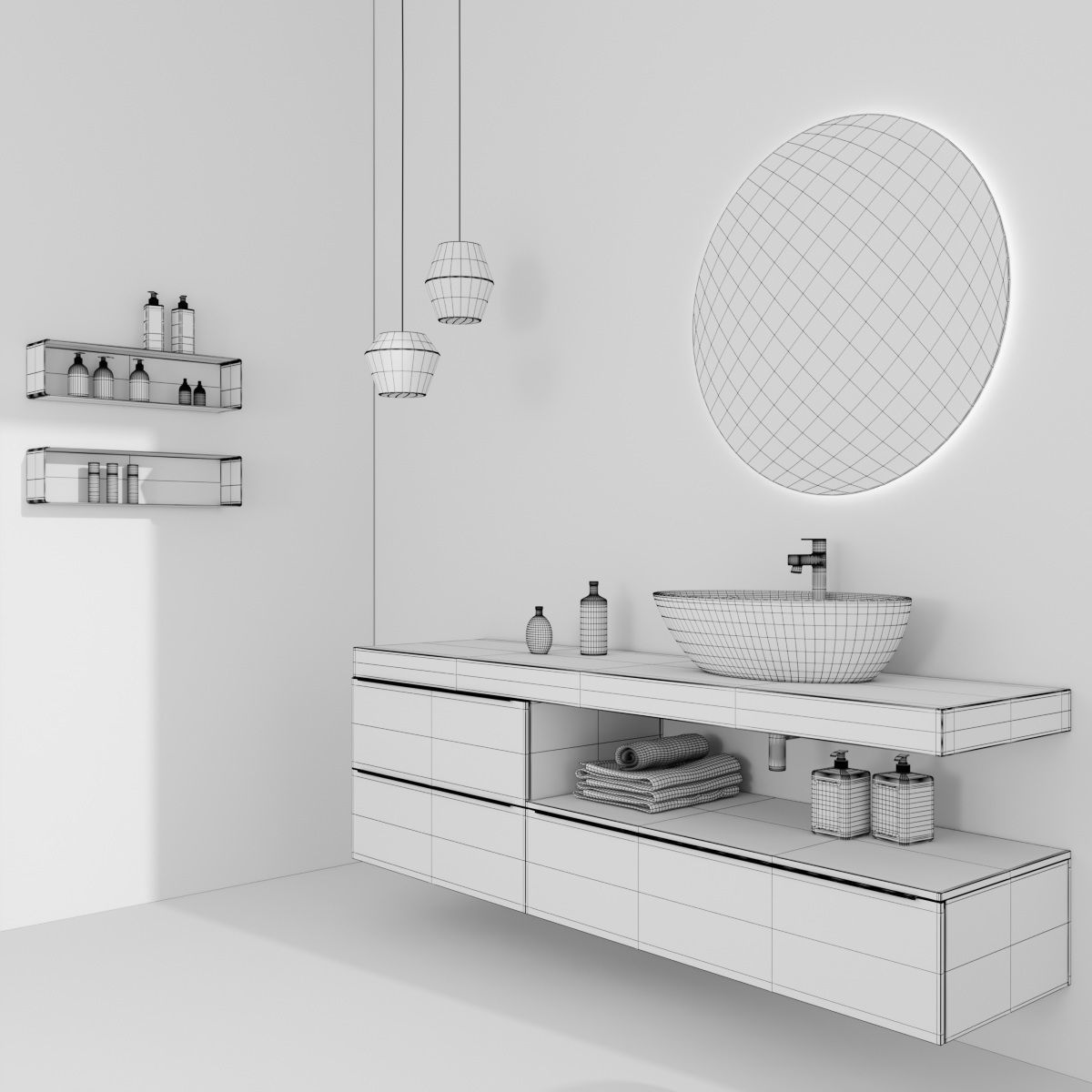 Bathroom furniture set Arcom eLy 4  3D model_3