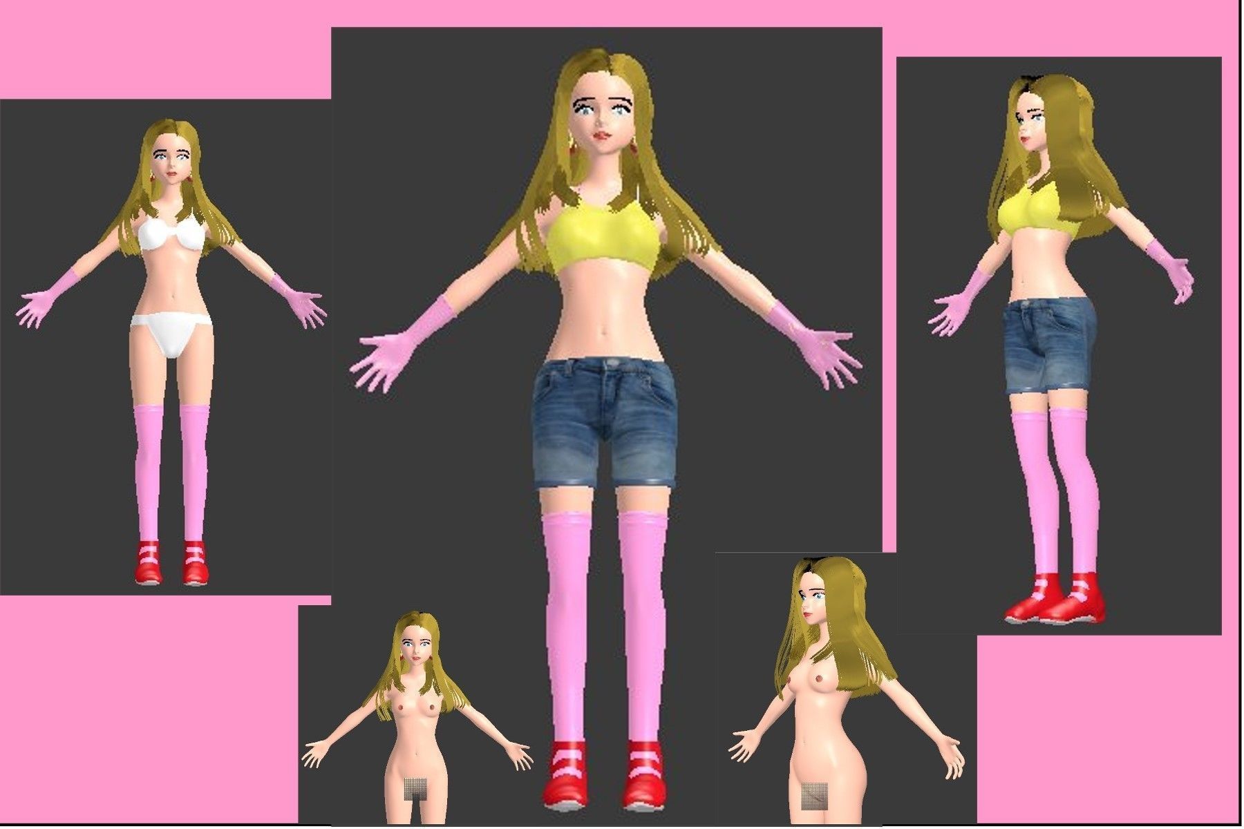 Female-Pretty girl-Beauty girl-cute girl-naked female-breasts 3D model_2