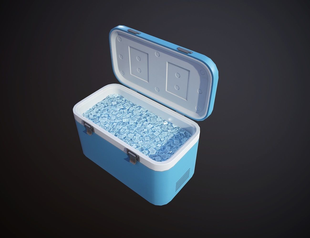Plastic Cooler with Ice Low-poly 3D model_5