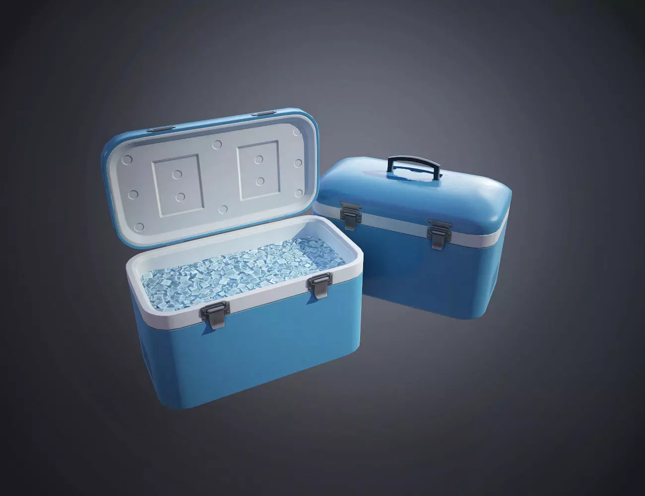 Plastic Cooler with Ice Low-poly 3D model_0