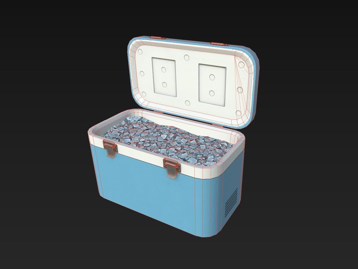 Plastic Cooler with Ice Low-poly 3D model_15