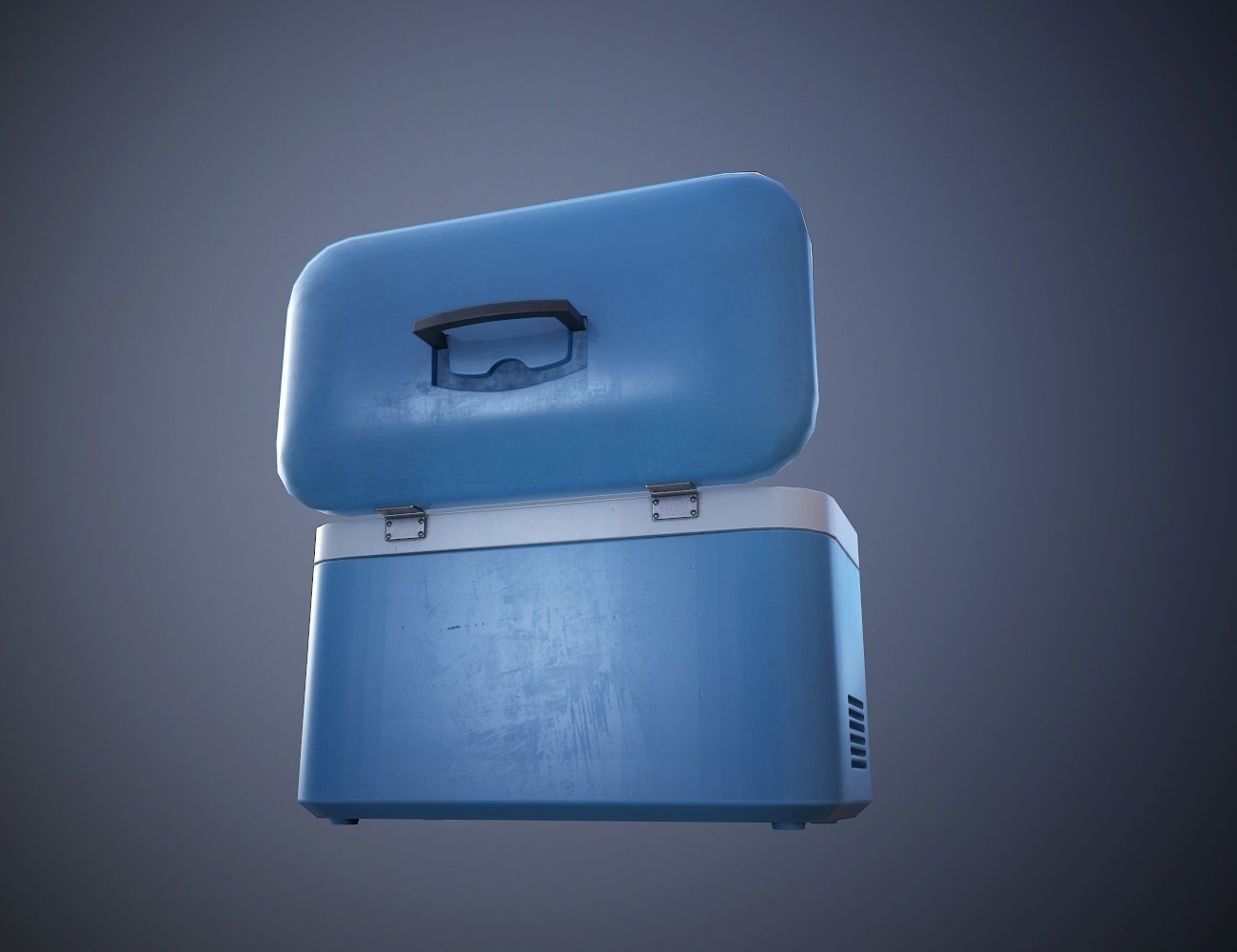 Plastic Cooler with Ice Low-poly 3D model_8