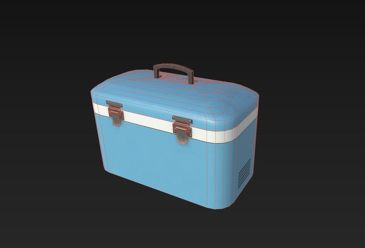 Plastic Cooler with Ice Low-poly 3D model_14
