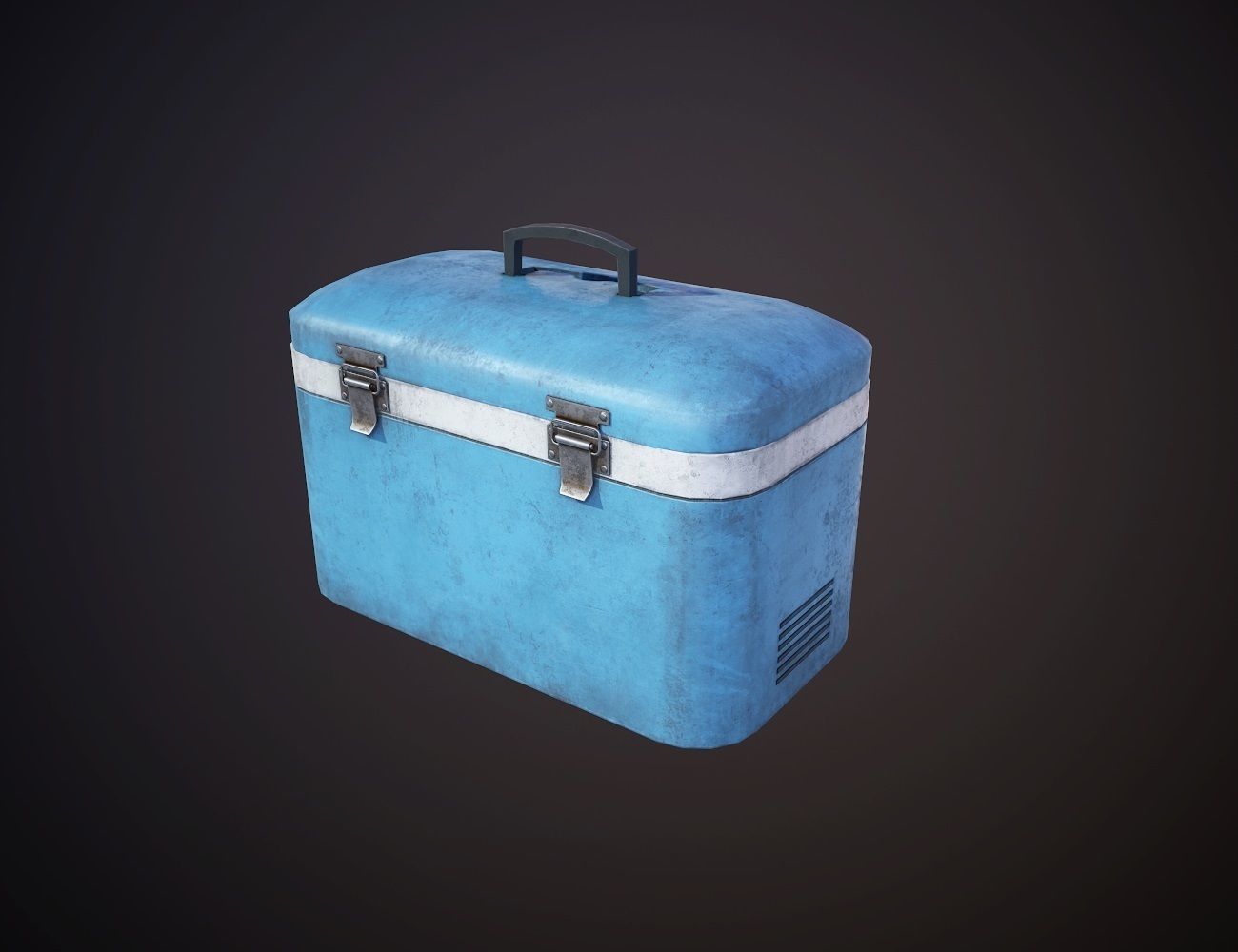 Plastic Cooler with Ice Low-poly 3D model_9