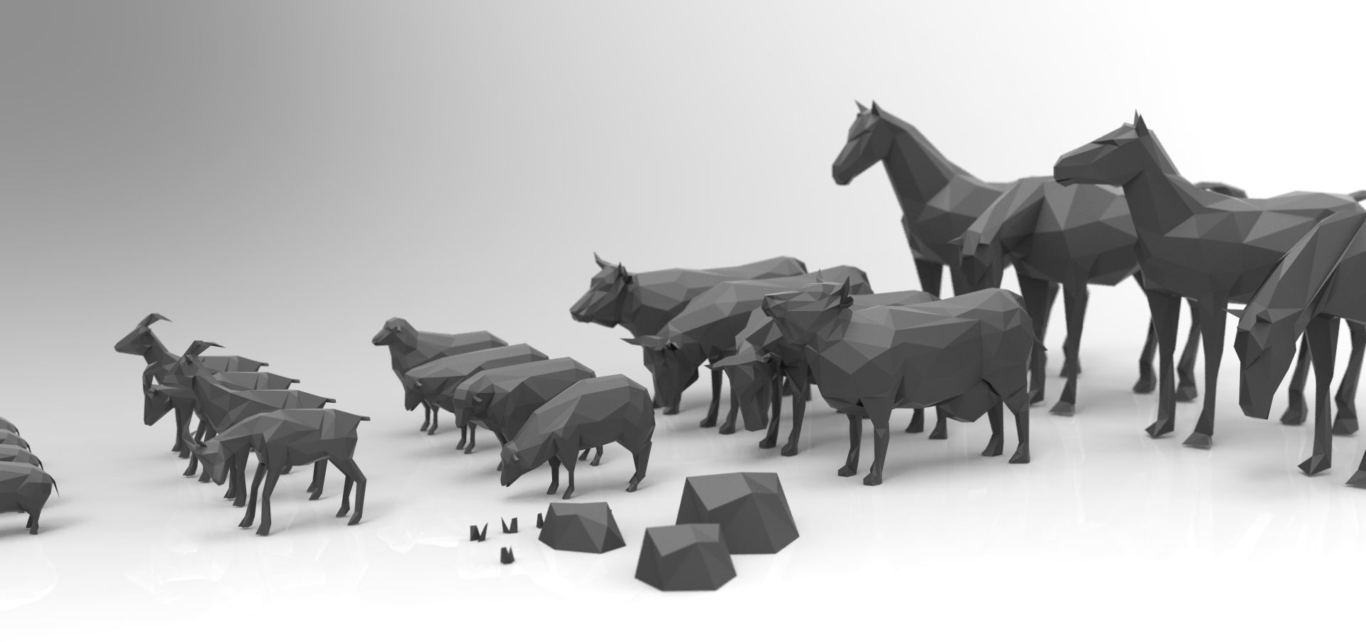 Low poly 3d farm animals Low-poly 3D model_3