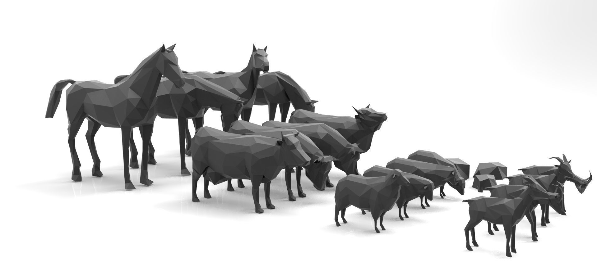 Low poly 3d farm animals Low-poly 3D model_4