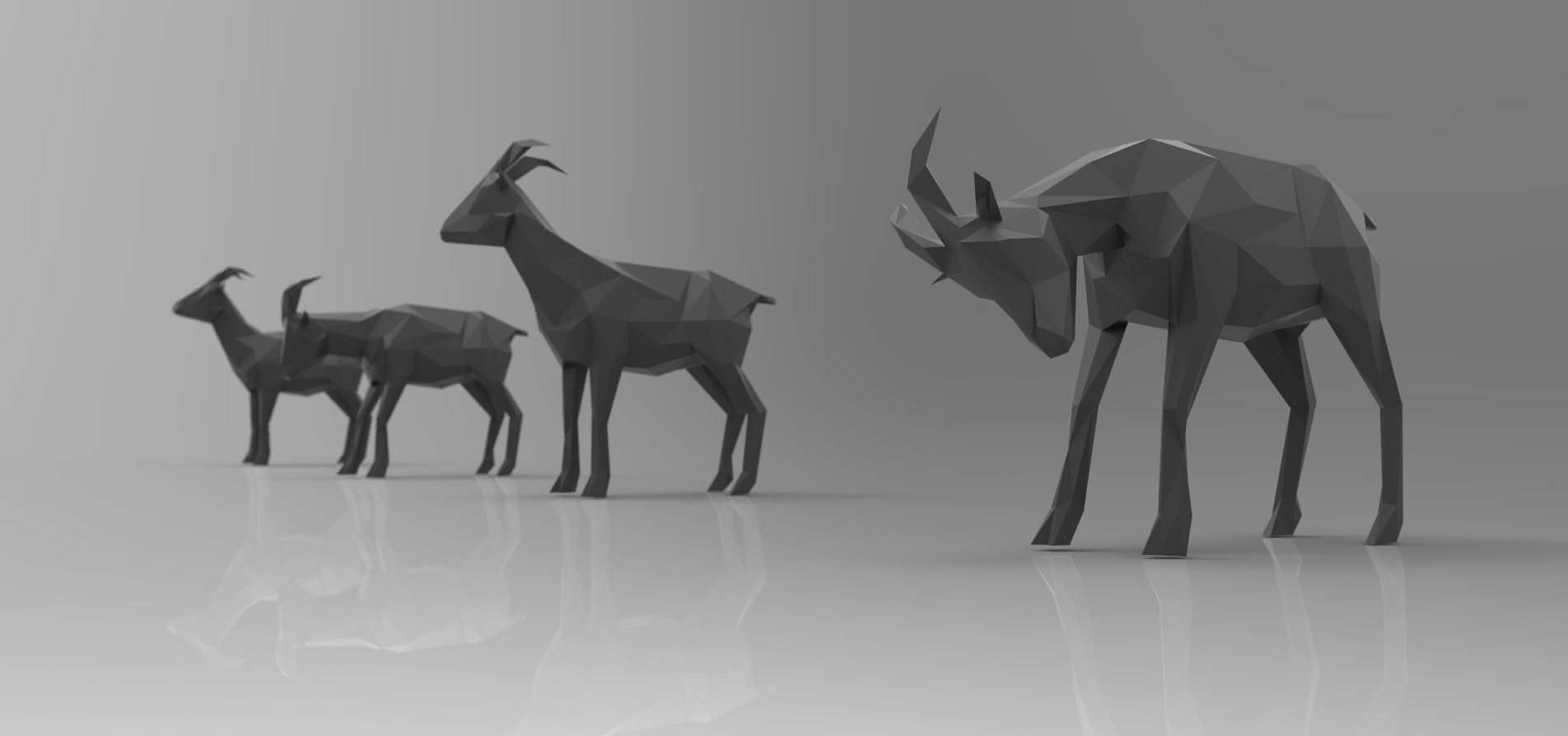 Low poly 3d farm animals Low-poly 3D model_5