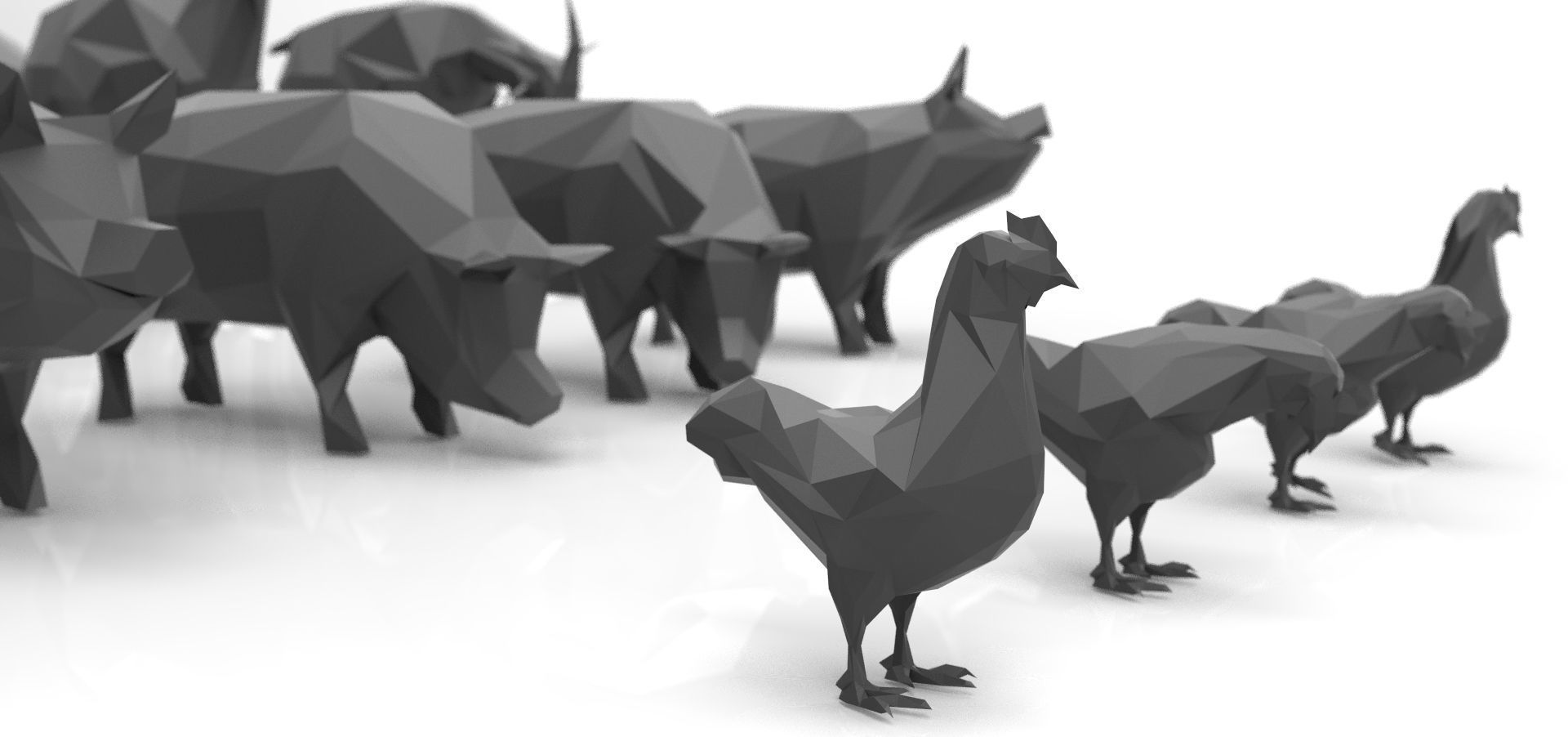 Low poly 3d farm animals Low-poly 3D model_18