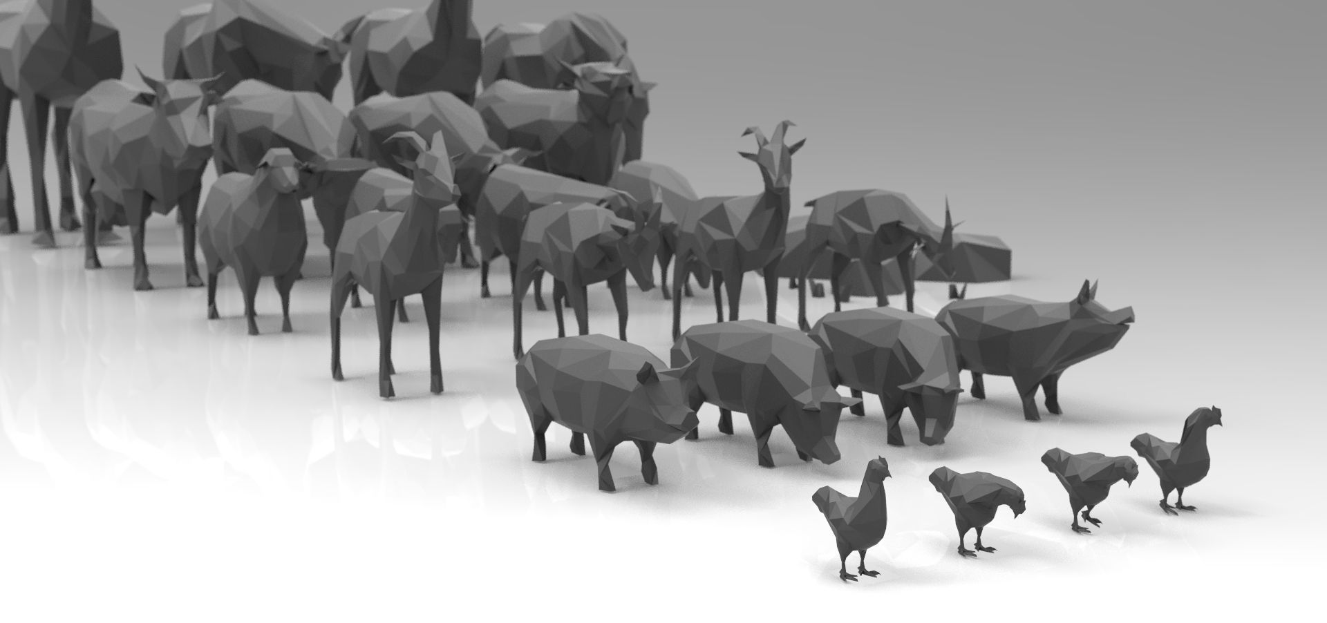 Low poly 3d farm animals Low-poly 3D model_17