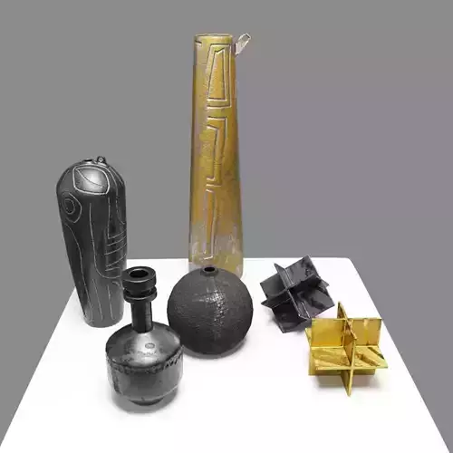 Copper Black Brass Objects Set