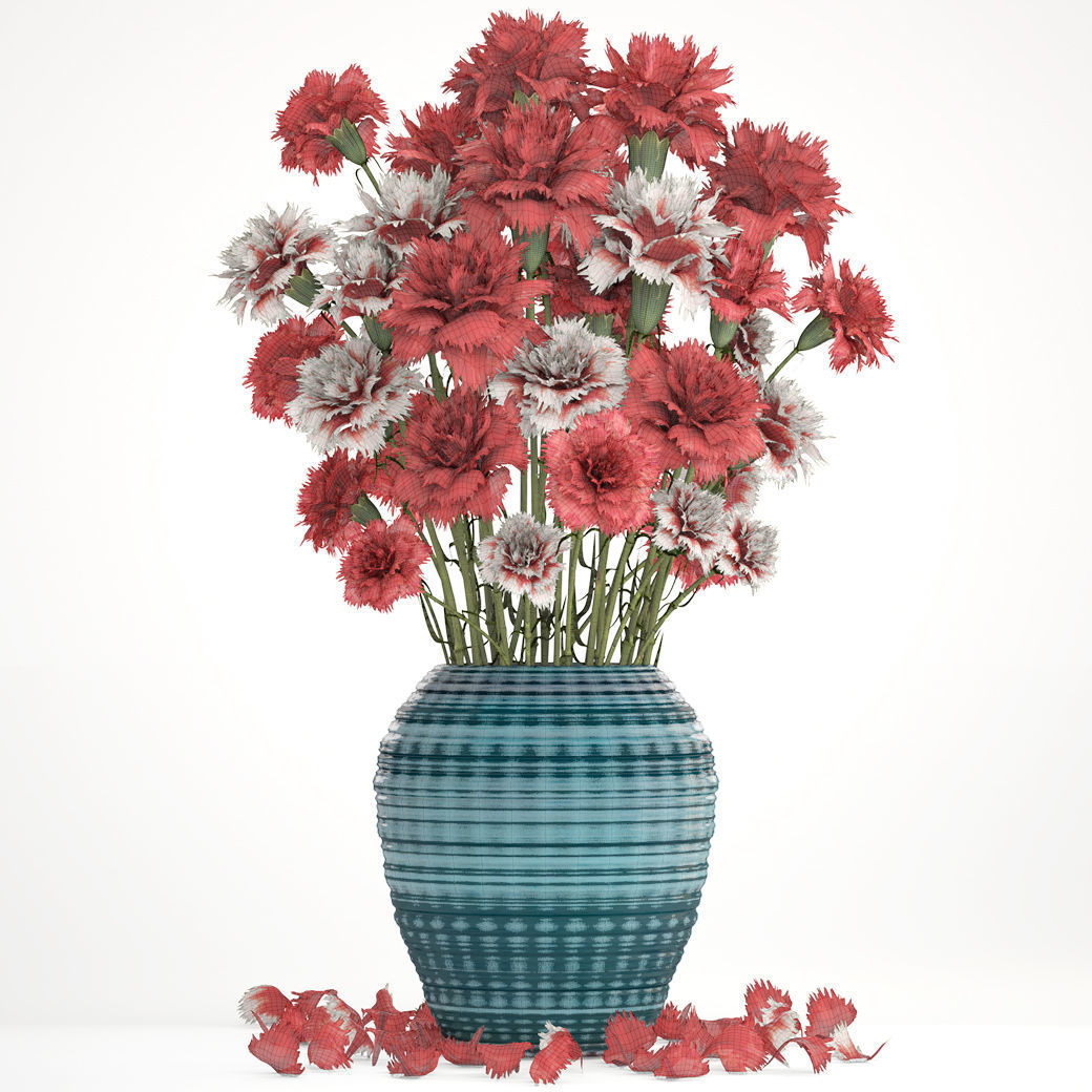 Bouquet of flowers red Carnation 3D model_7