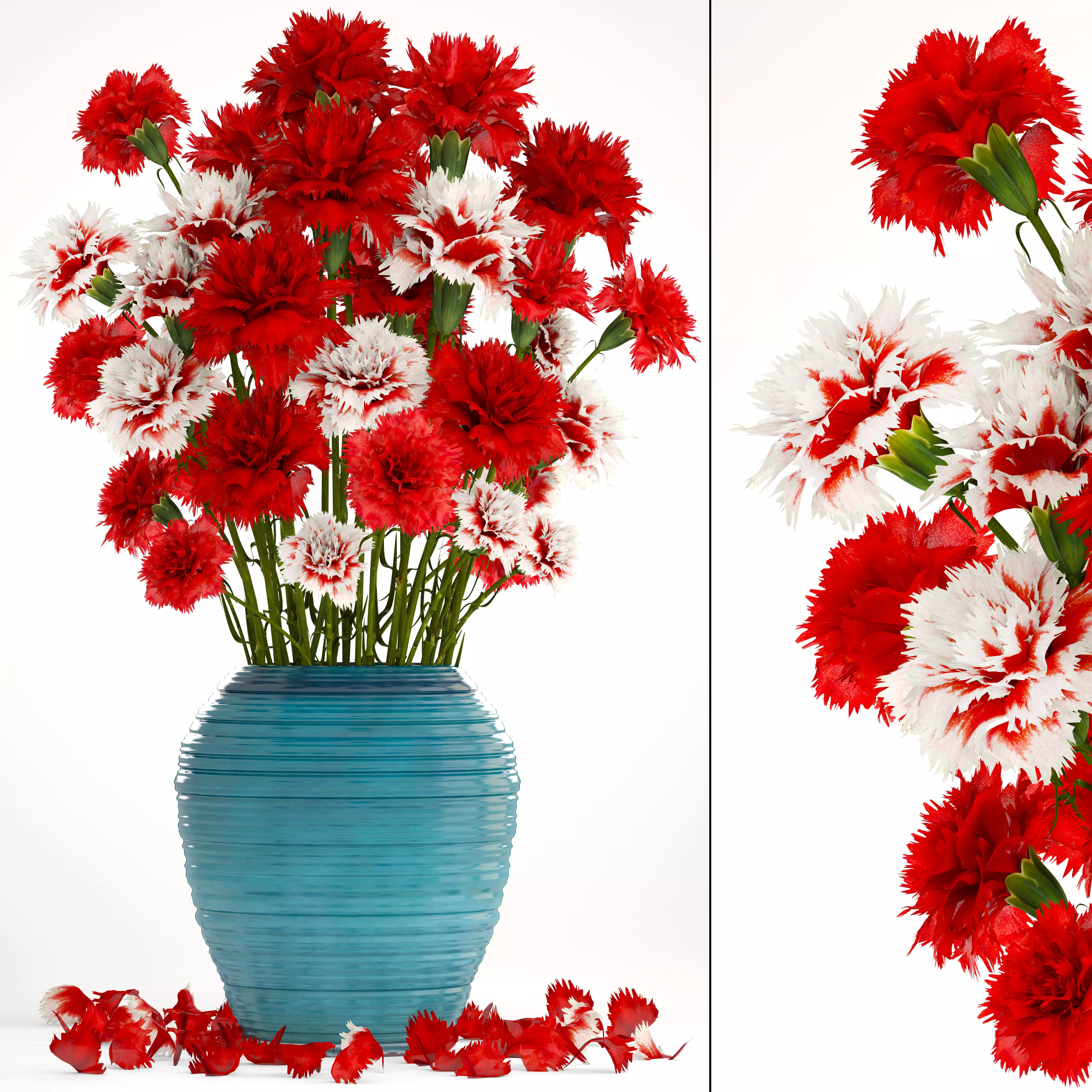 Bouquet of flowers red Carnation 3D model_0