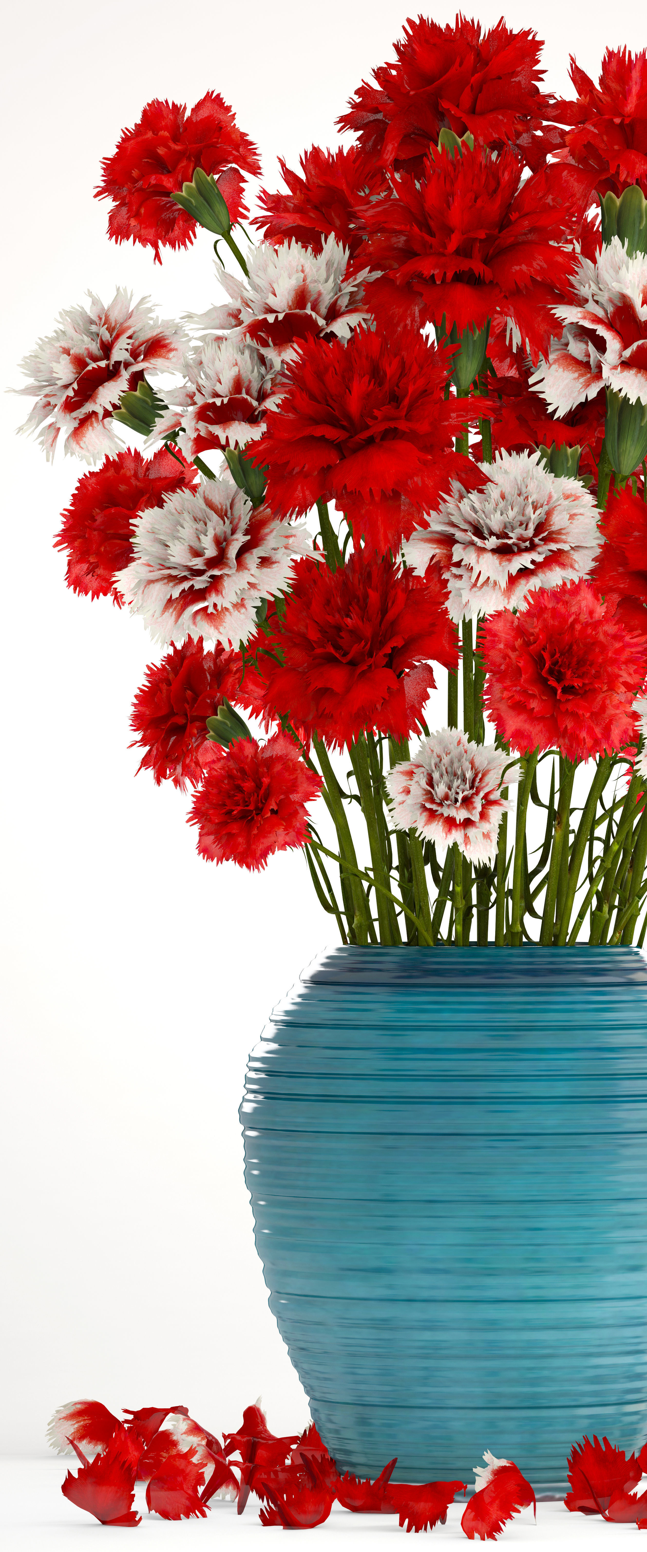 Bouquet of flowers red Carnation 3D model_3