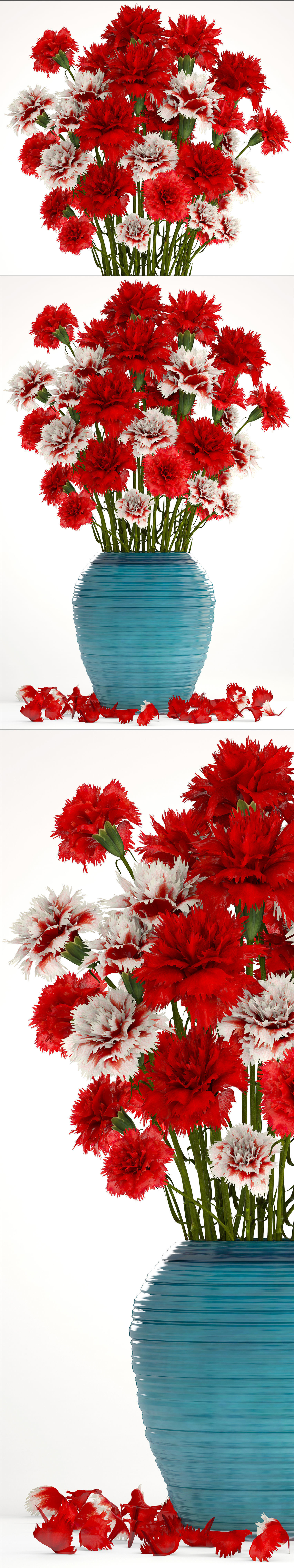 Bouquet of flowers red Carnation 3D model_9