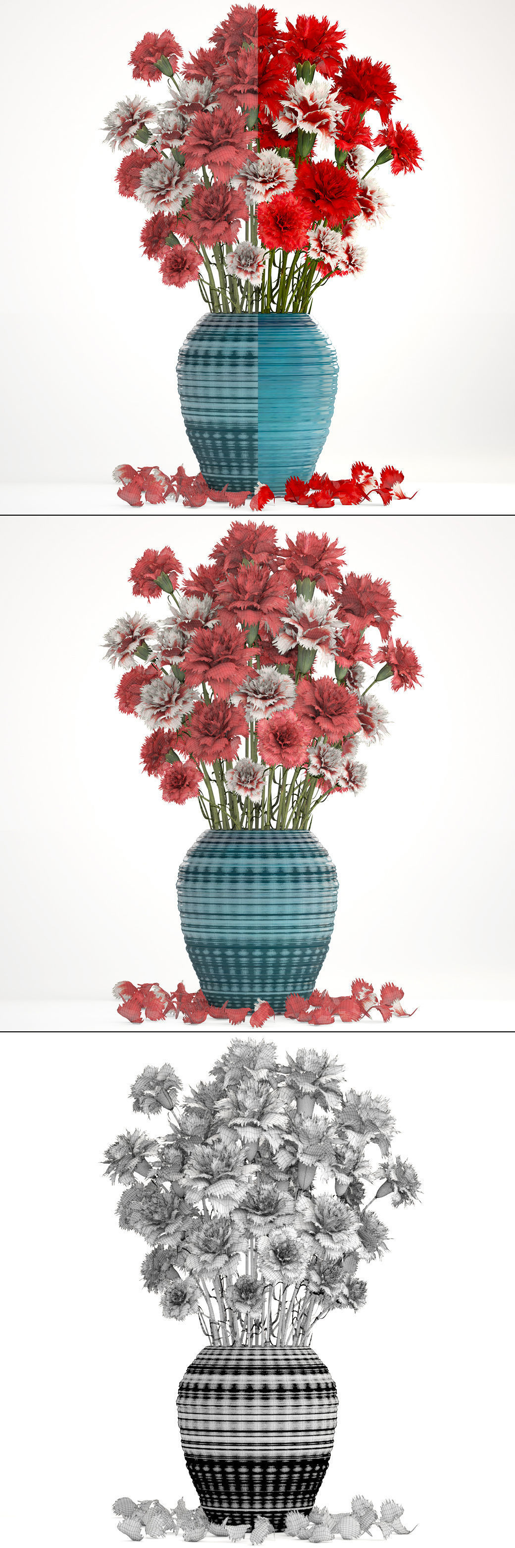 Bouquet of flowers red Carnation 3D model_5