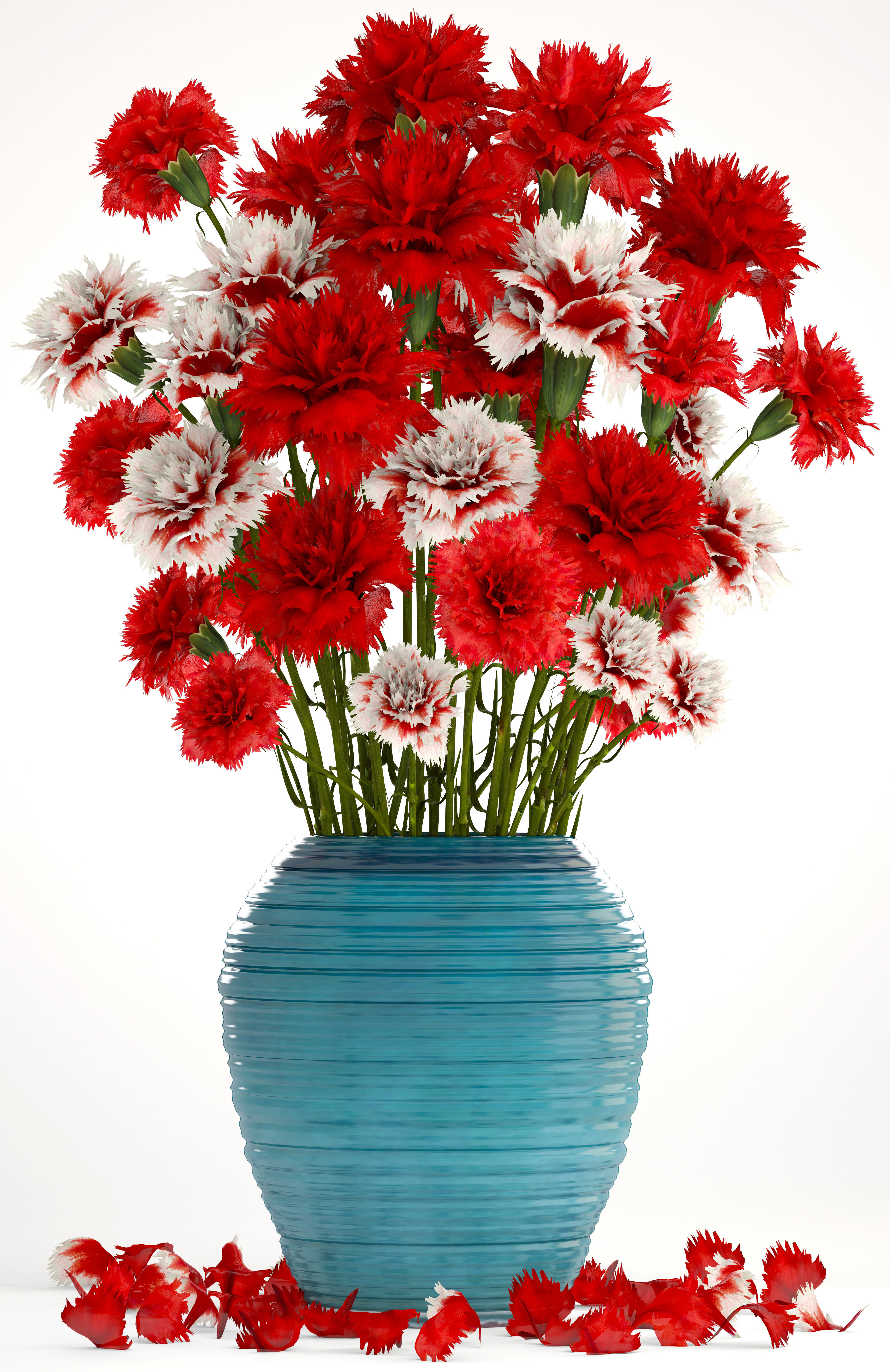 Bouquet of flowers red Carnation 3D model_2