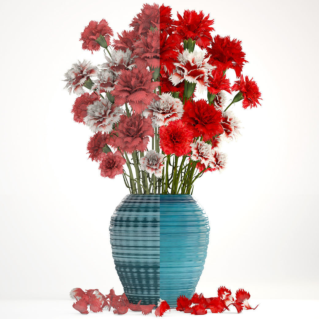 Bouquet of flowers red Carnation 3D model_6