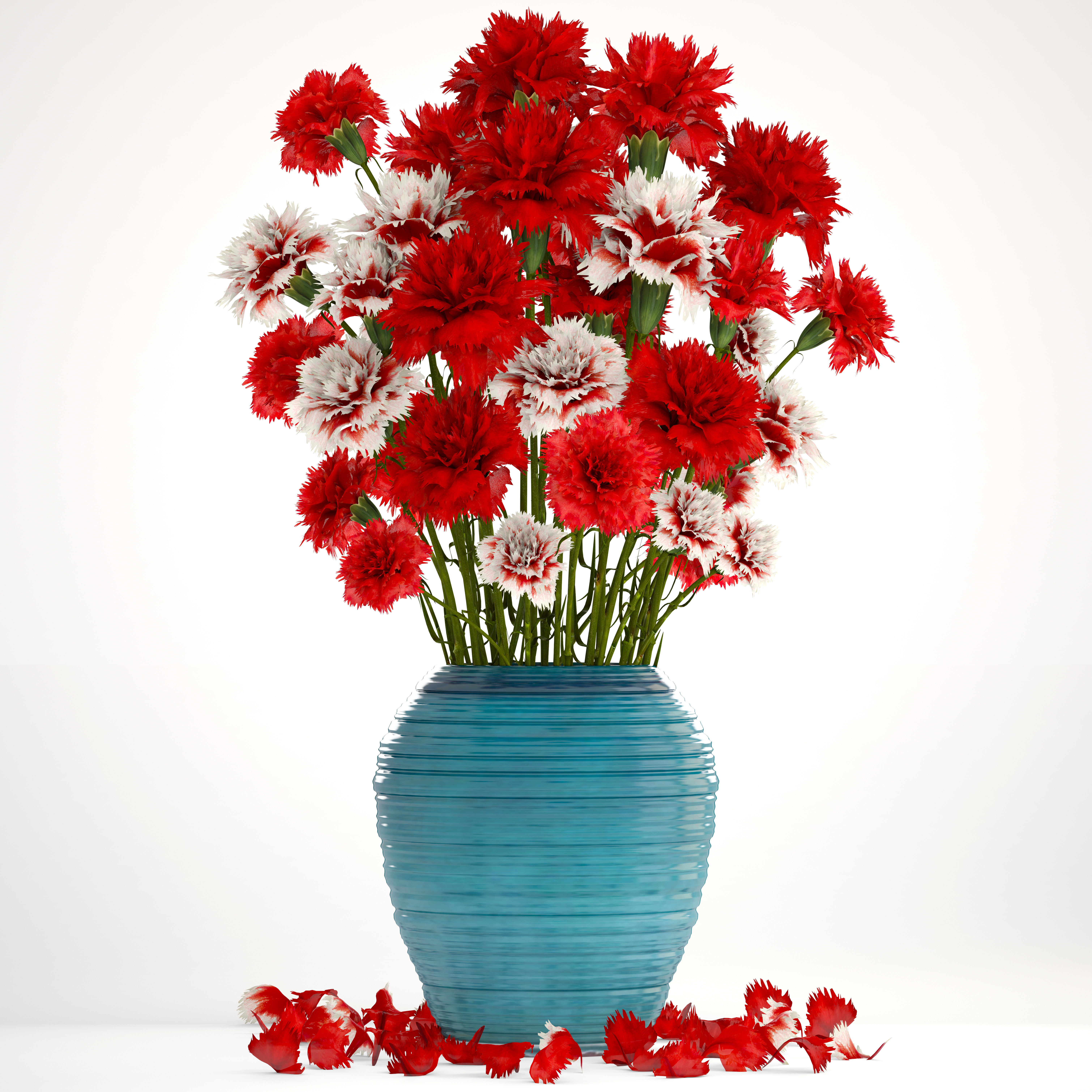 Bouquet of flowers red Carnation 3D model_4