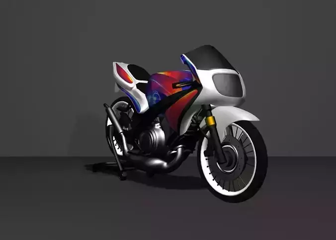 Kawasaki Ninja RR 3d modelling with 3d max and v-ray render Low-poly 3D model