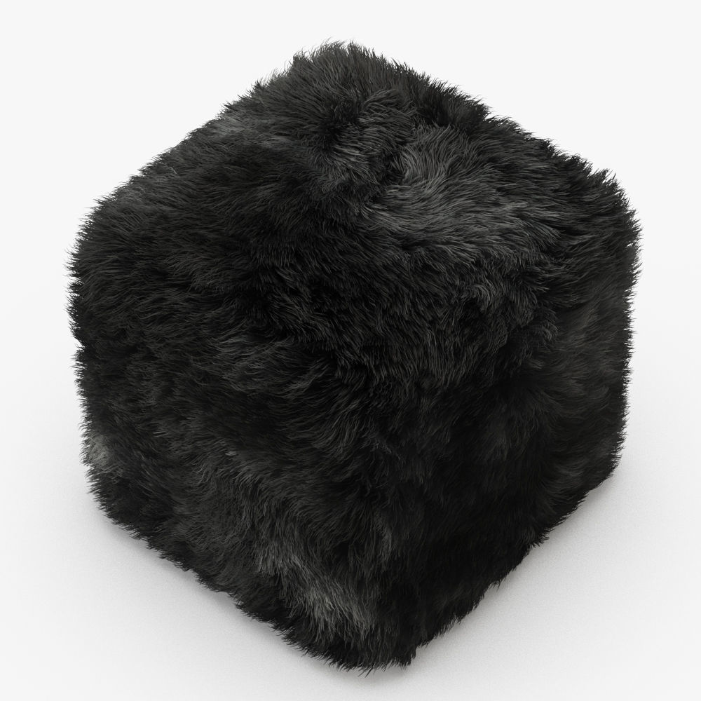 Pure Sheepskin Luxury Foot Stool 3D model_2