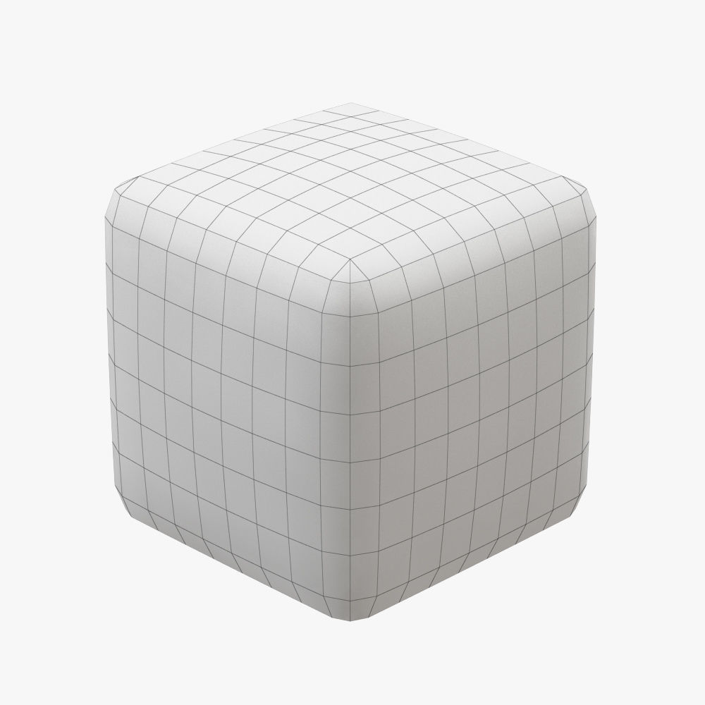 Pure Sheepskin Luxury Foot Stool 3D model_3