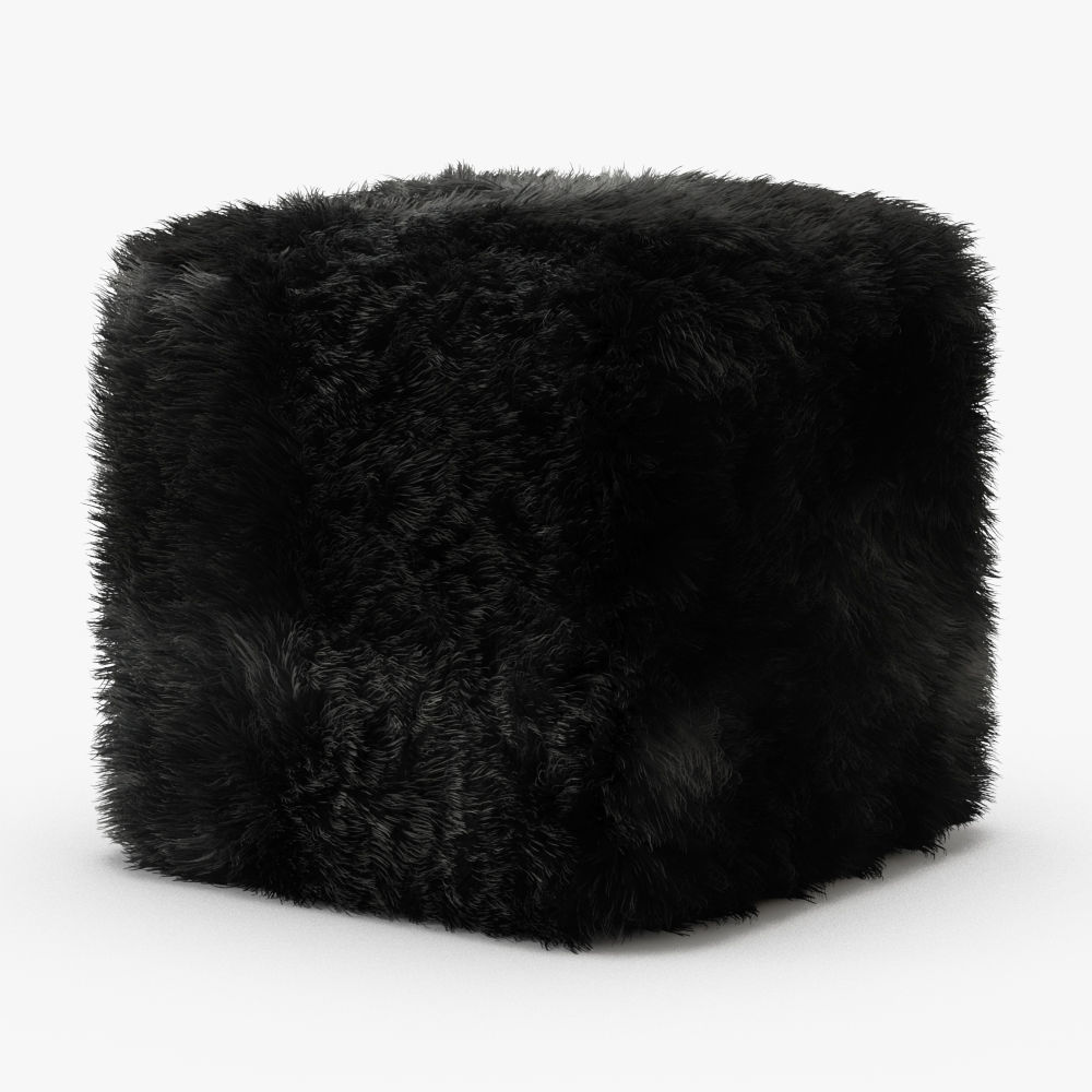 Pure Sheepskin Luxury Foot Stool 3D model_1